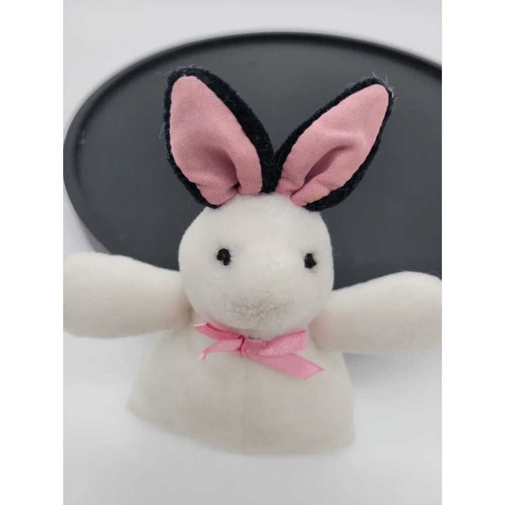 Vintage 1990 Hallmark Rabbit Bunny White w/ Black and Pink Ears Mini 6